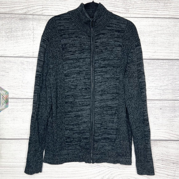 Calvin Klein Charcoal Gray & Black Full Zip Knit SweaterJacket Men’s Size XL - Picture 3 of 10